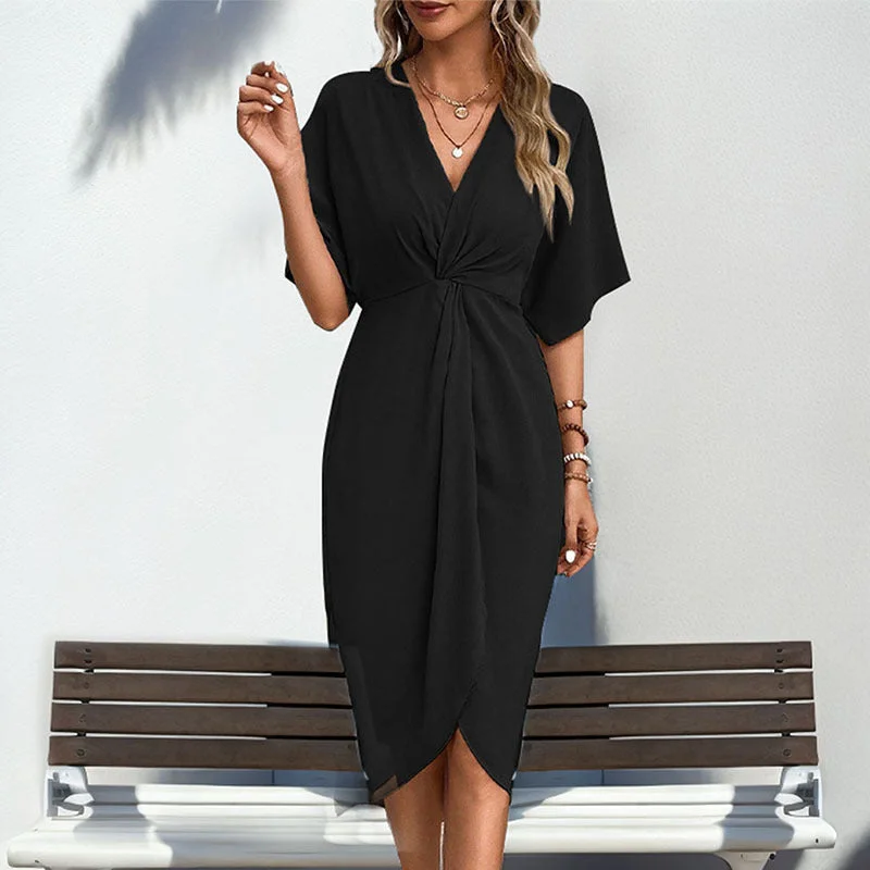 IKEARLAX New Hot Trade New New 2025 Women's Clothing Shoulder Sleeves Solid Color Irregular Dress Tunics Trendy modern IKEARLAX New Hot Trade New New 2025 Women's Clothing Shoulder Sleeves Solid Color Irregular Dress Tunics Trendy modern