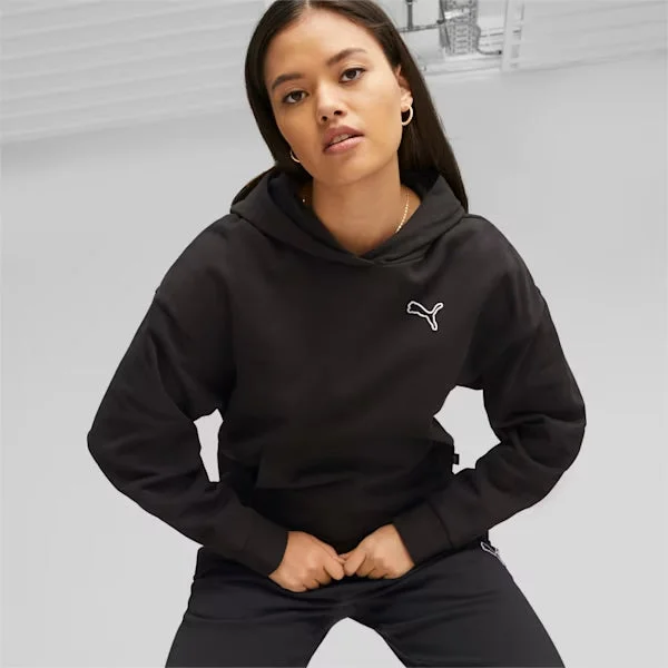 BETTER ESSENTIALS Hoodie FL Women Hoodie with Hem Raw Edge Edgy Unfinished