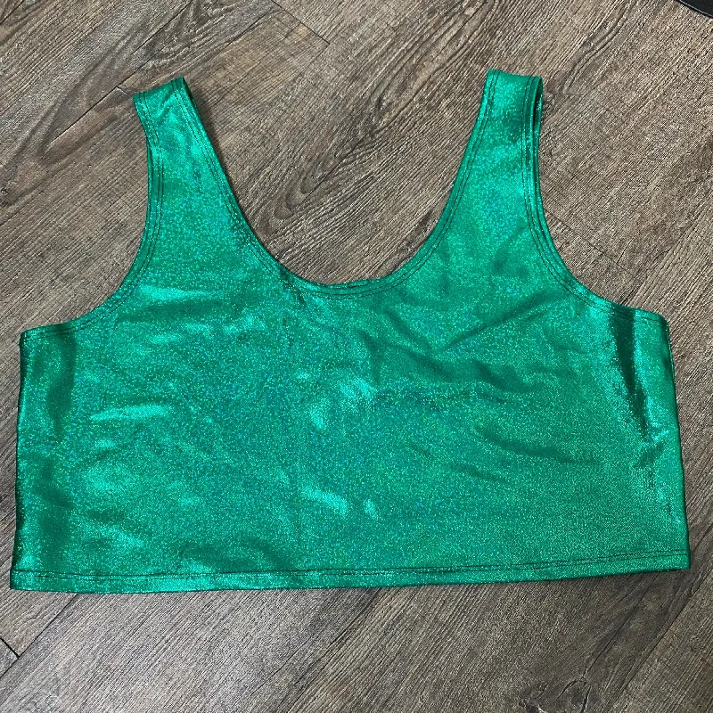 SALE - XL Crop Tank Top - Green Sparkle sage tank top
