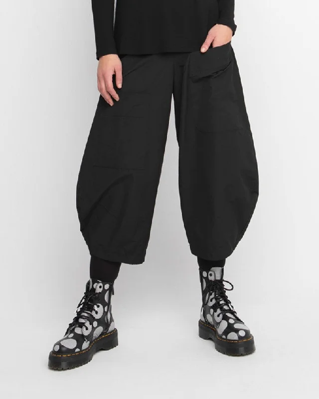 Ozai N Ku Puff Pants, Black Elegant Trouser Pants