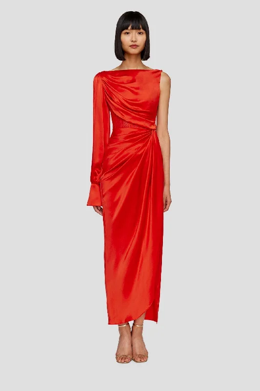 Leo Lin Nina One Shoulder Draped Dress - Scarlet Tunics Gym athletic