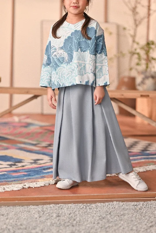 The Heiwa A-Line Skirt - Fog Blue leather skirt sleek