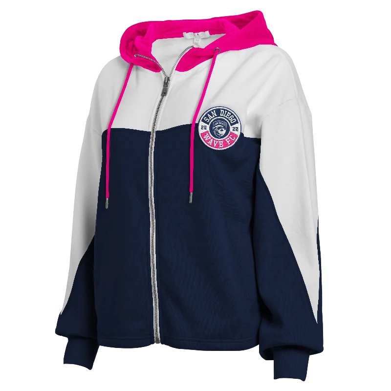 Women's San Diego Wave FC Color Block Full Zip Hoodie Hoodie Sweatshirt Pullover
