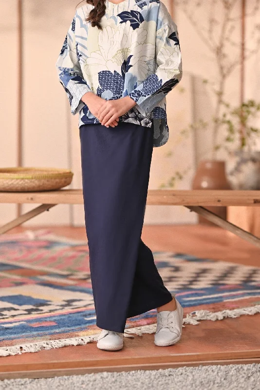 The Heiwa Folded Skirt - Navy Blue velvet skirt sumptuous