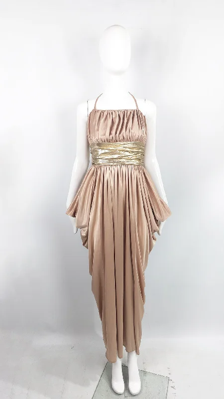 Ronald Joyce Vintage Slinky Draped Grecian Goddess Maxi Evening Dress, 1970s Tunics Luxurious high-end