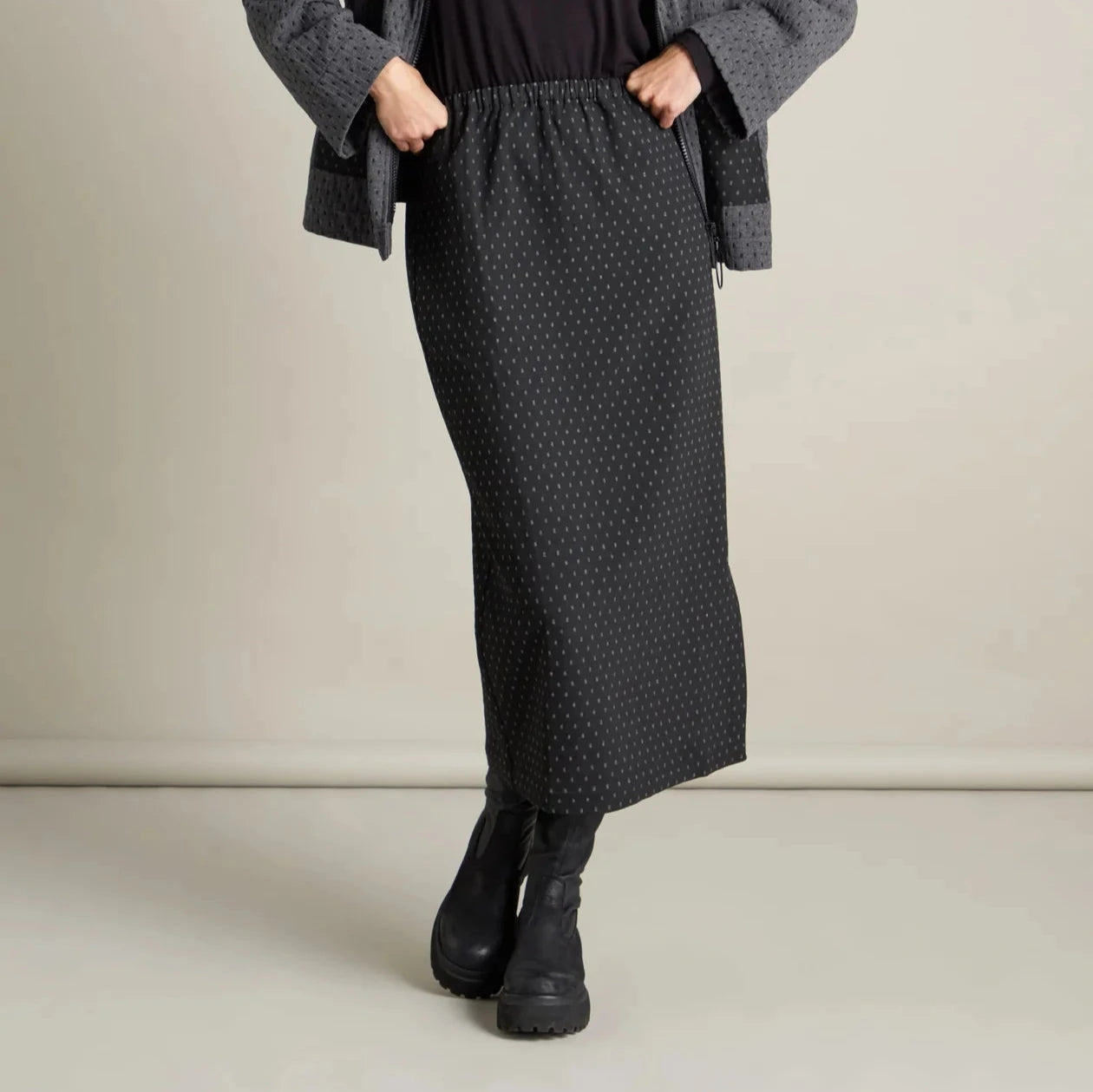 Square Double Faced Jacquard Skirt - Black / Grey chiffon skirt delicate