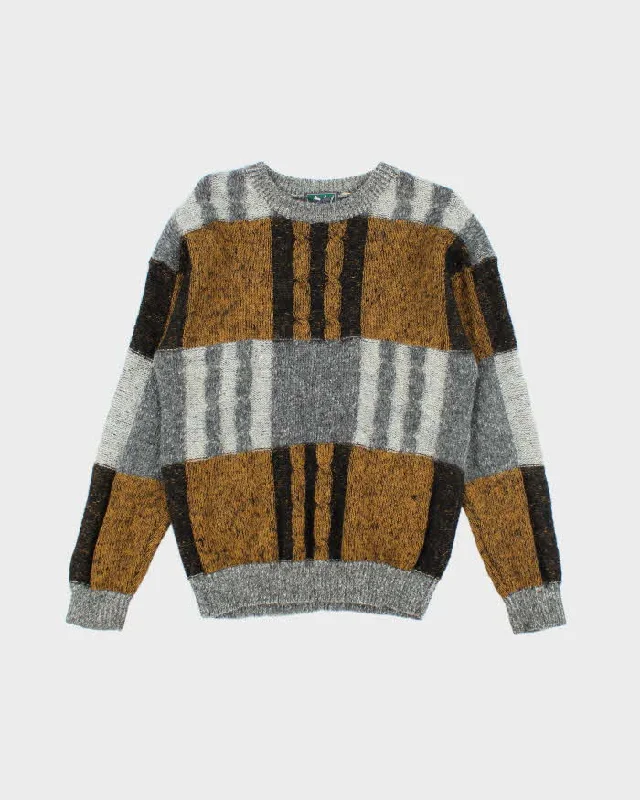 Vintage Women's Patterned Wool Knit Sweater - L Slim Fit Regular Fit Oversized