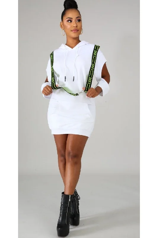 Love Strap Hoodie Dress Hoodie with Rolled Sleeves Casual Relaxed