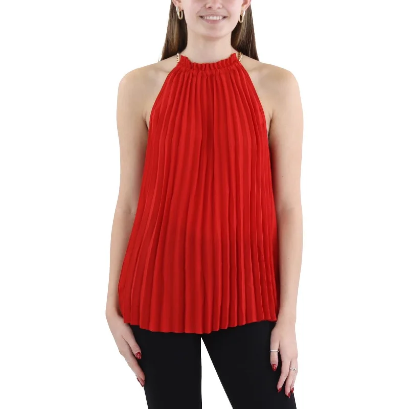 Womens Halter Shutter Pleat Tank Top long tank top