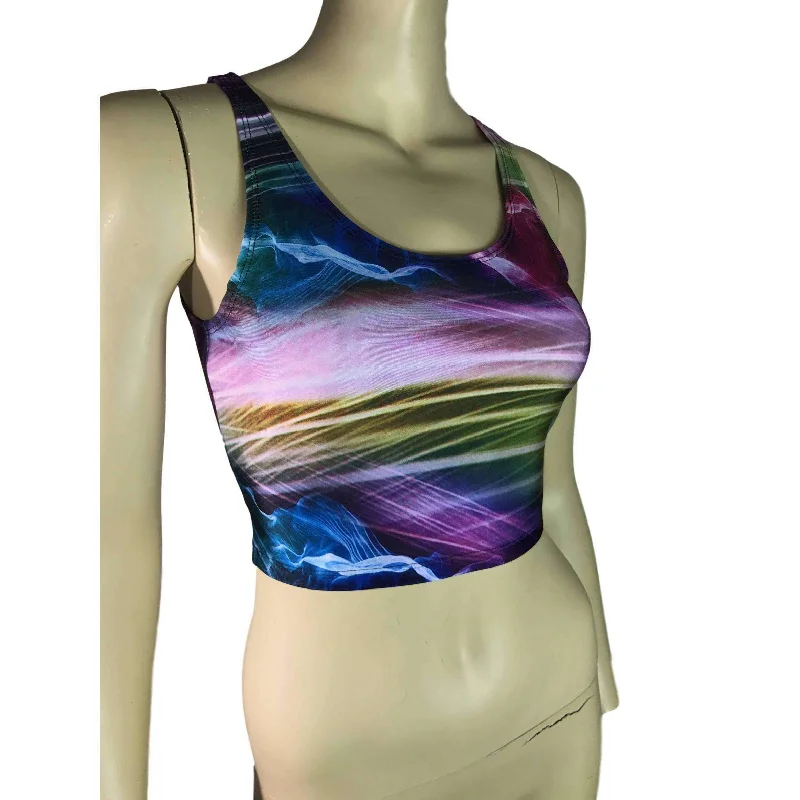 SALE - Crop Tank Top - Rainbow Swirl - SMALL ONLY stretchy tank top