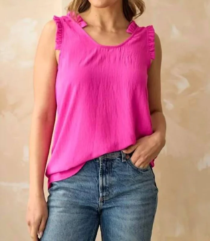 Ruffle Tank Top In Hot Pink floral tank top