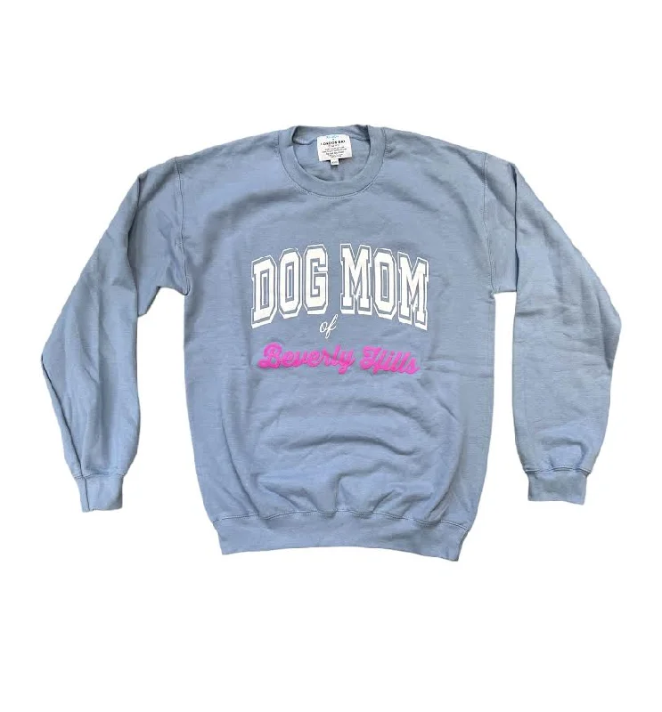 DOG MOM BEVERLY HILLS SWEATSHIRT Hoodie with Ribbed Neckline Snug Warm