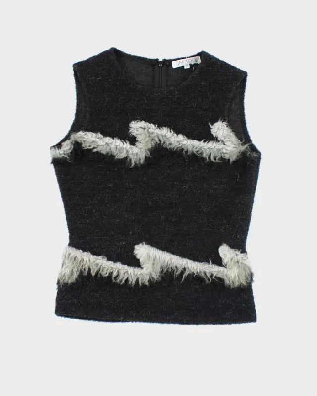 Vintage 90's Tattoo Sleeveless Knit Sweater - S Open Front Closed Front Wrap Front