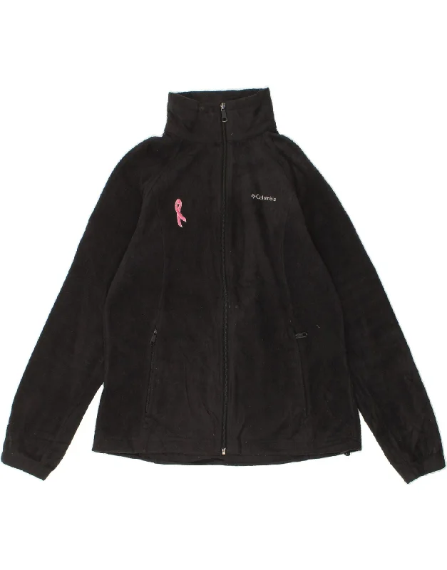 COLUMBIA Womens Fleece Jacket UK 16 Large Black Polyester Denim Jacket Leather Jacket Suede Jacket