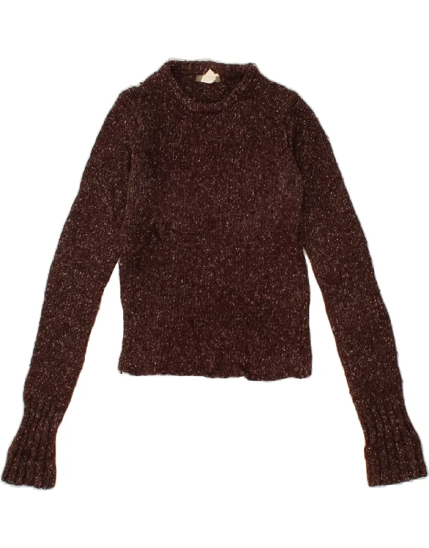 J. CREW Womens Boat Neck Jumper Sweater UK 6 XS Brown Wool Long Sweater Short Sweater Cropped Sweater