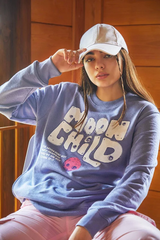 Moon Child Sweatshirt Hoodie with Turtle Neck Cozy Winter