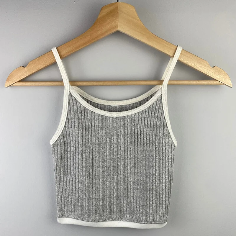 If So Grey with White Detail Knit Tank sheer tank top