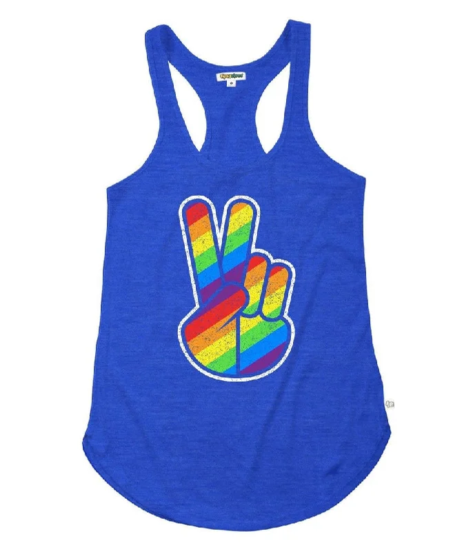 Peace Sign Rainbow Racerback Tank Top cherry red tank