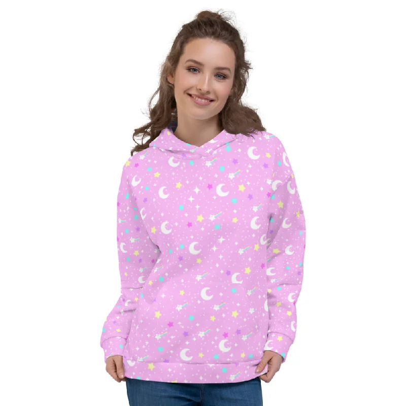 Starry Glitter Pink Unisex Hoodie Hooded Sweatshirt Casual Wear Street Style