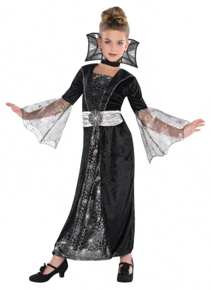 Girls Dark Countess Vampiress Halloween Vampire Fancy Dress Costume Tunics Spring floral