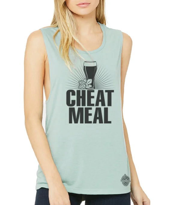 Cheat Meal tank- Craft Beer women's muscle tee navy tank top