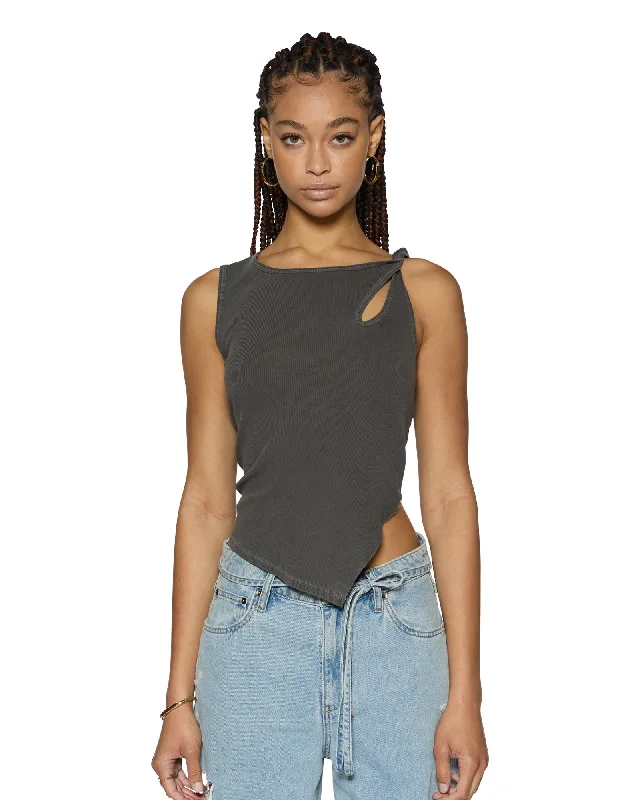 TWISTED TANK CHARCOAL strapless tank top