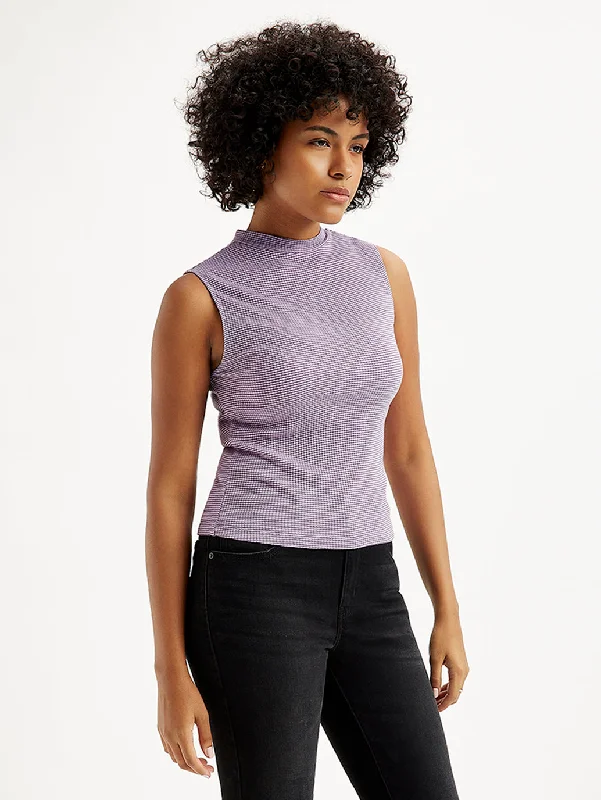 Women's Solid Lavender Band Neck Tank Top neon tank top