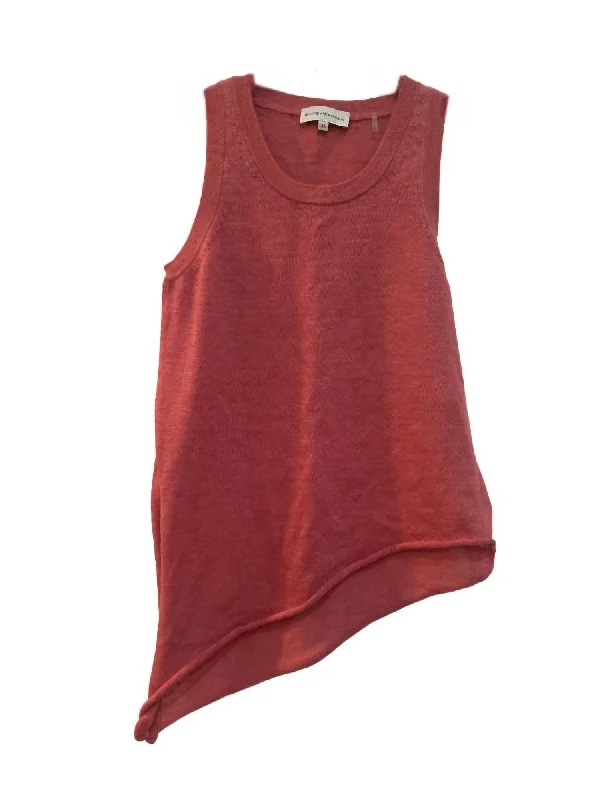 Linen Slub Blend Side Tie Tank In Hibiscus Heather chic tank top