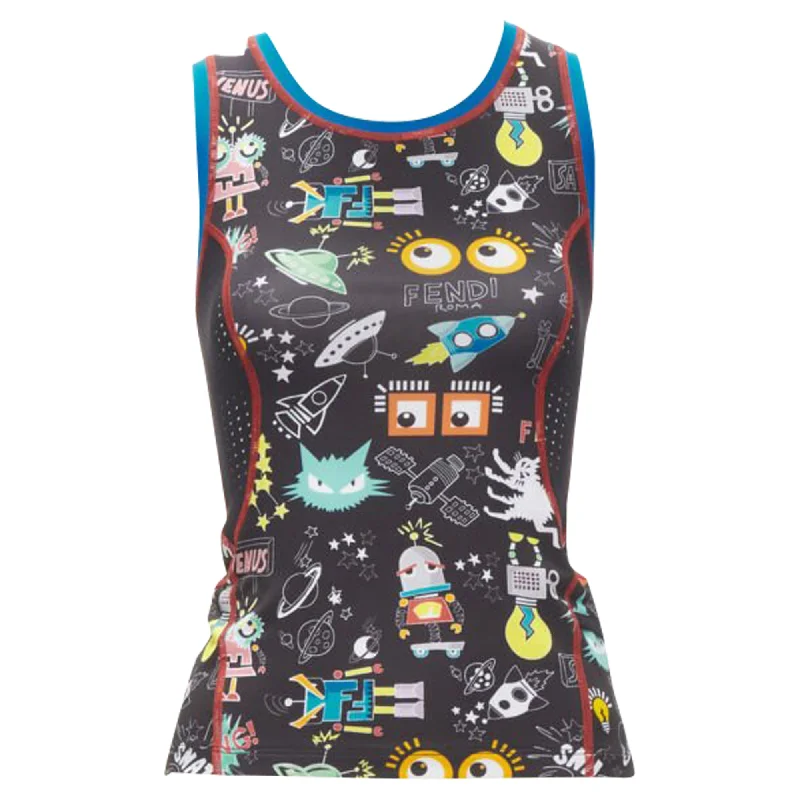Fendi Activewear FF robot Monster Eye tank top cropped tank top