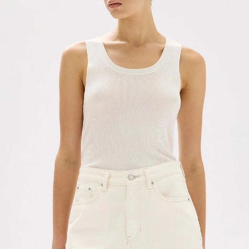 SERREN KNIT TANK | CREAM fitted tank top