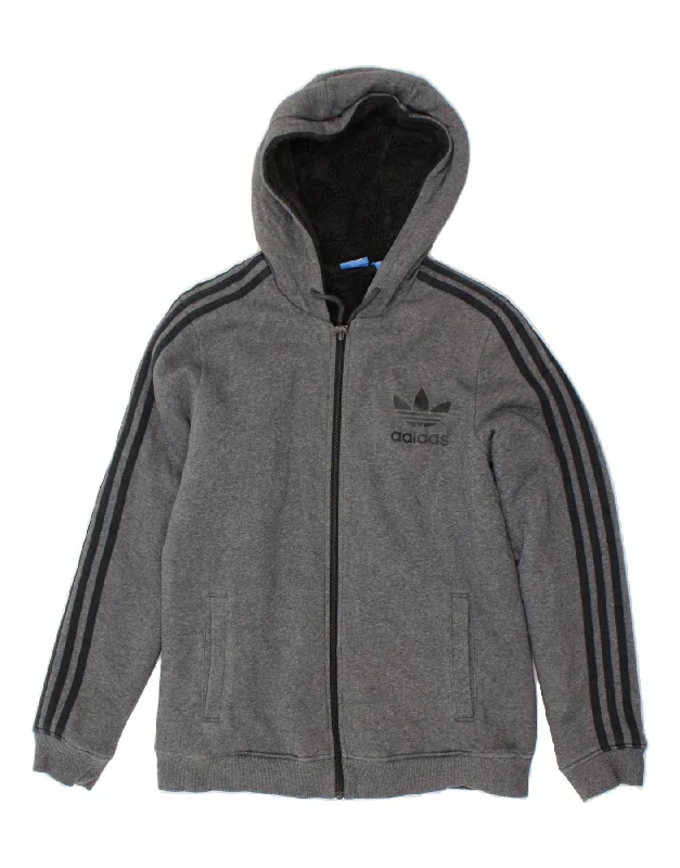 ADIDAS Womens Sherpa Graphic Zip Hoodie Sweater UK 16 Large  Grey Hoodie Sweatshirt Pullover