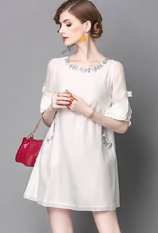 A-Line Dress W/ Ruffled Sleeves Tunics Leisure comfortable