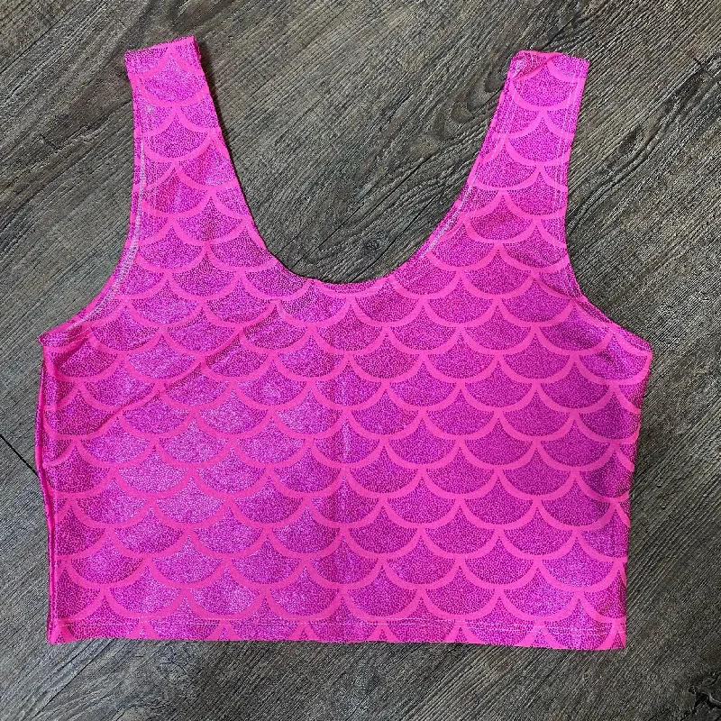SALE - MEDIUM Hot Pink Mermaid Crop Tank Top sexy tank top