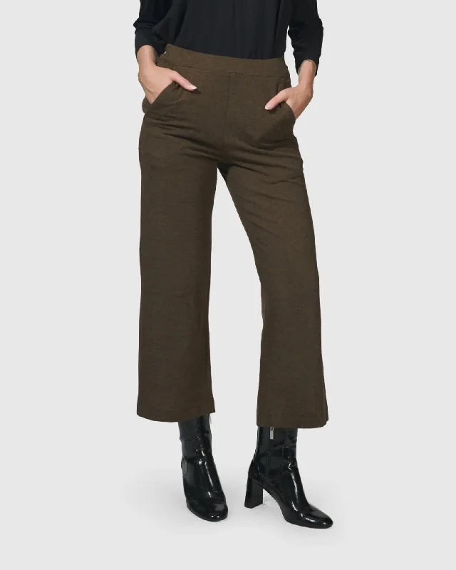 Essential Cropped Pants, Brown Stylish Paperbag Waist Pants