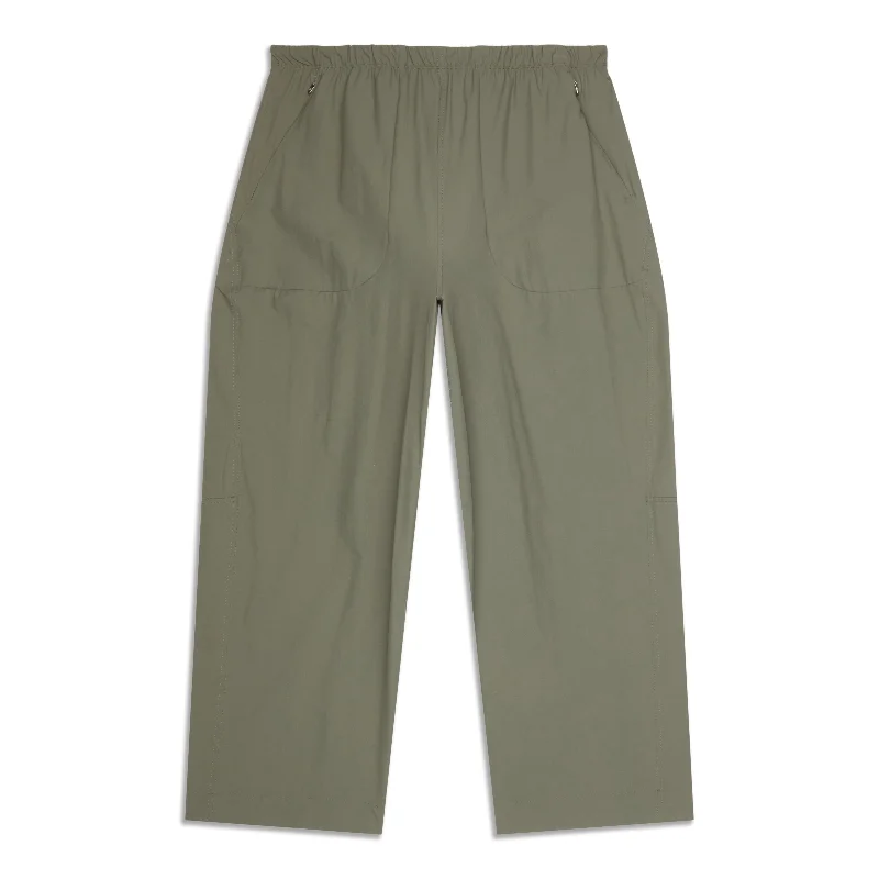 Lightweight Mid-Rise Barrel-Leg Cropped Pant - Resale Relaxed Linen Pants