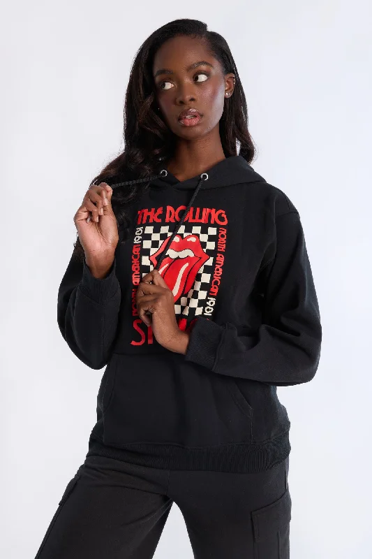 The Rolling Stones Graphic Hoodie Hoodie with Sequins Glamorous Eye-catching