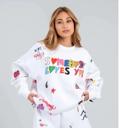 SOMEBODY LOVES YOU CREW SWEATSHIRT Hoodie with Belted Waist Structured Tailored