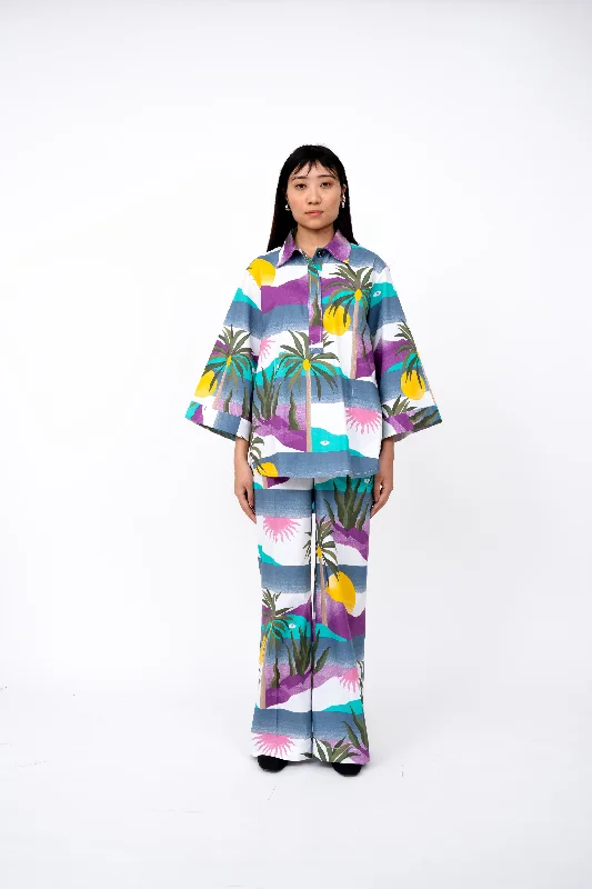 Island Print Classic Pant Trendy Velvet Pants