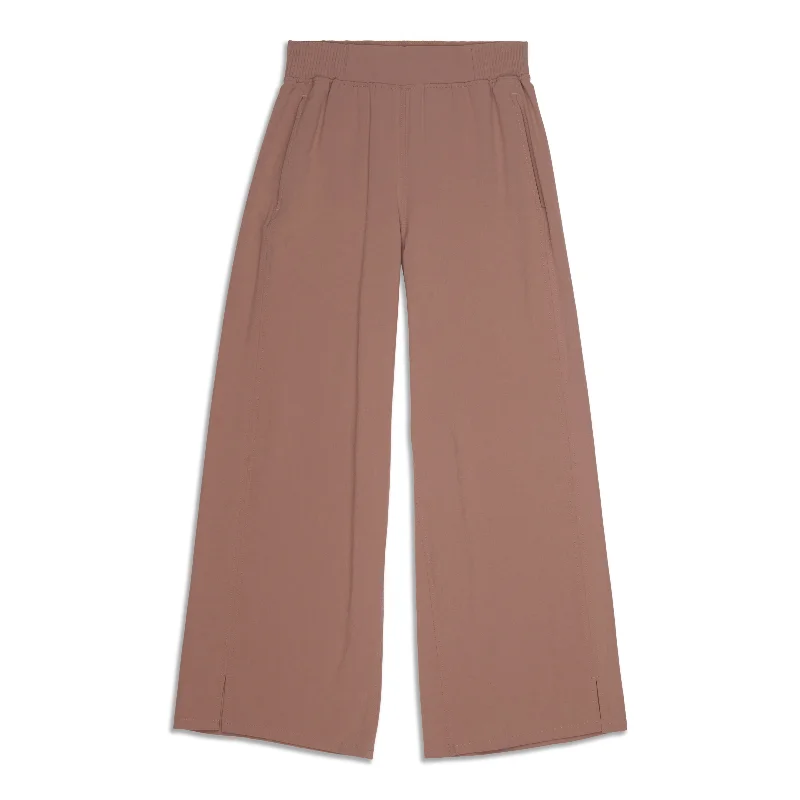 Stretch Woven Wide-Leg High-Rise Pant - Resale Fashionable Tapered Leg Pants