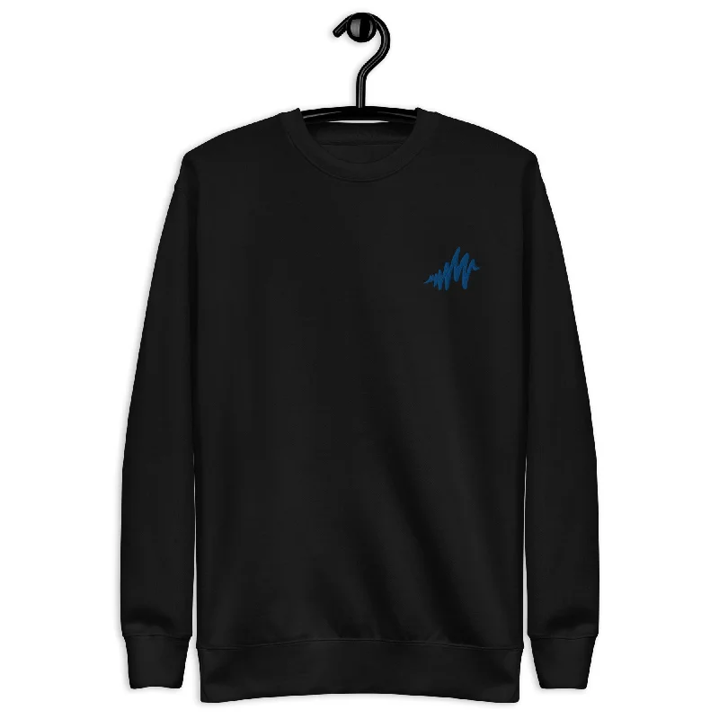 Waves | Unisex Embroidered Premium Sweatshirt Hoodie with Hem Embroidery Detailed Premium