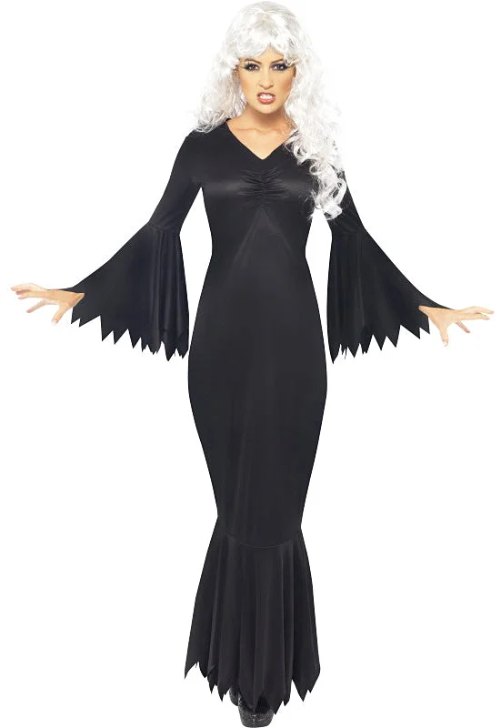 Ladies Midnight Vamp Costume Gothic Fancy Dress Tunics Mesh breathable