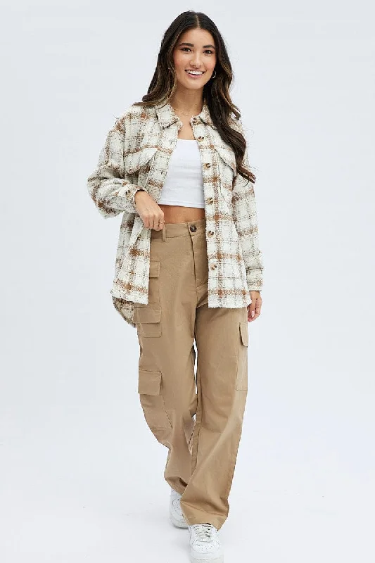 Camel Cargo Pants High Rise High-Waist Yoga Pants