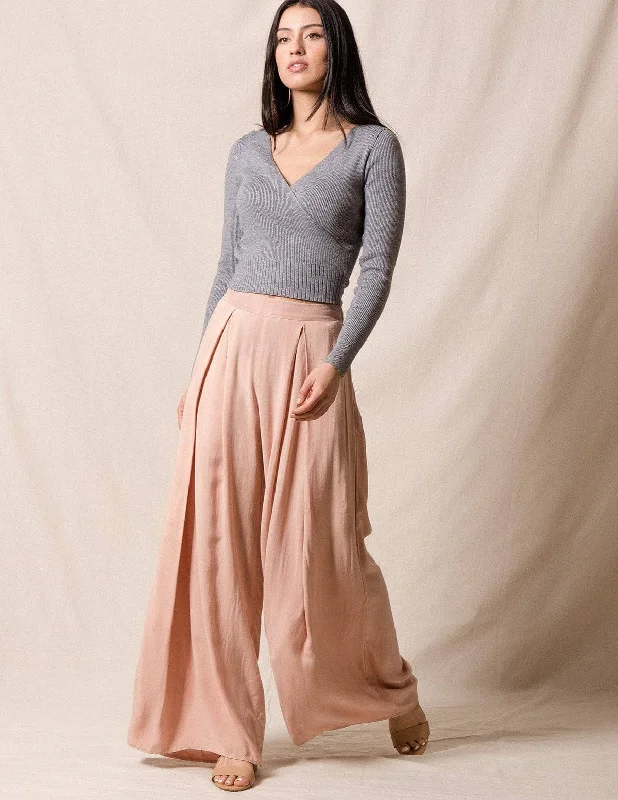 Zoe Palazzo Pants - As-Is-Clearance - Small Only Trendy Wide-Legged Trousers