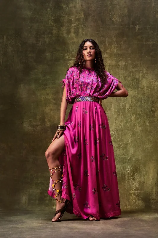 Pink Printed Waistbelt Dress Tunics Canvas sturdy