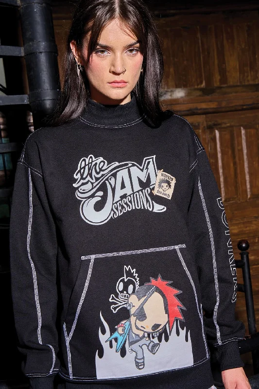 Punkstar tokidoki Highneck Sweatshirt Hoodie with Side Slits Relaxed Casual