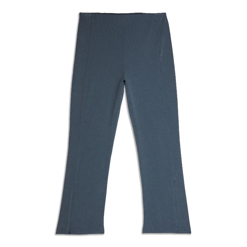 Ribbed Softstreme Zip-Leg High-Rise Cropped Pant - Resale Elegant High-Waist Pants