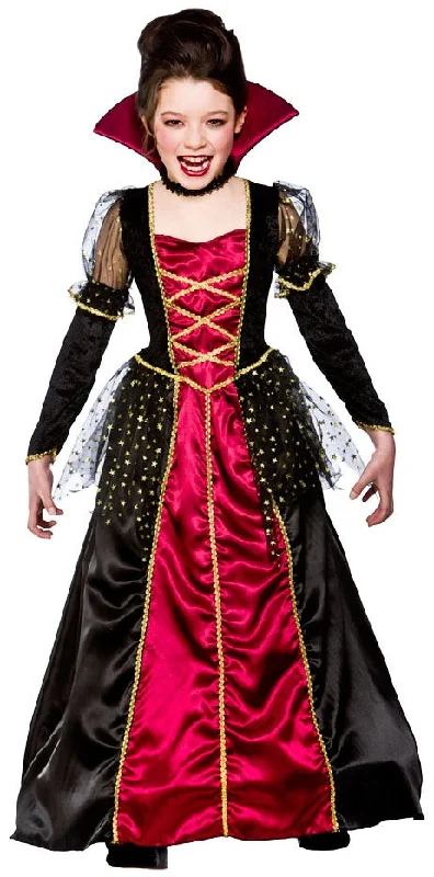 Girls Vampire Princess Halloween Fancy Dress Costume Crew Neckline Casual