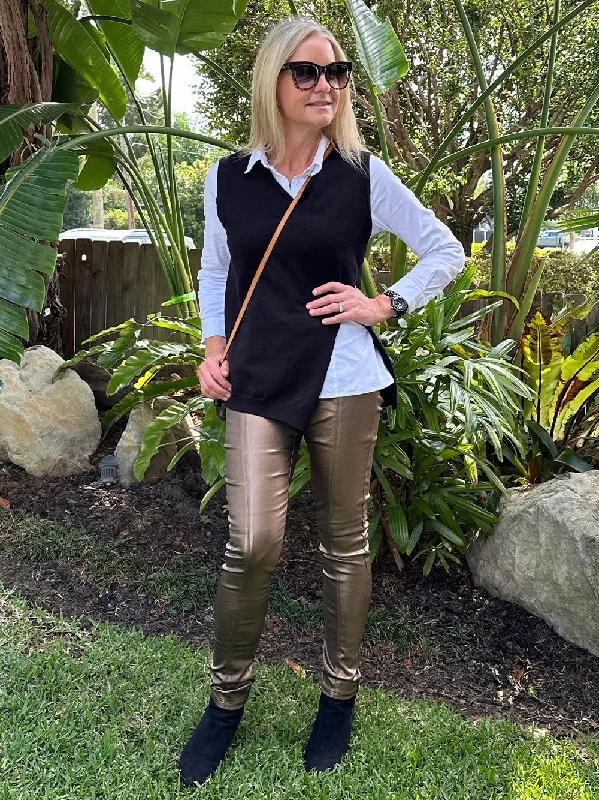 Luna Faux Leather Pant - Bronze Classic Stretch Pants