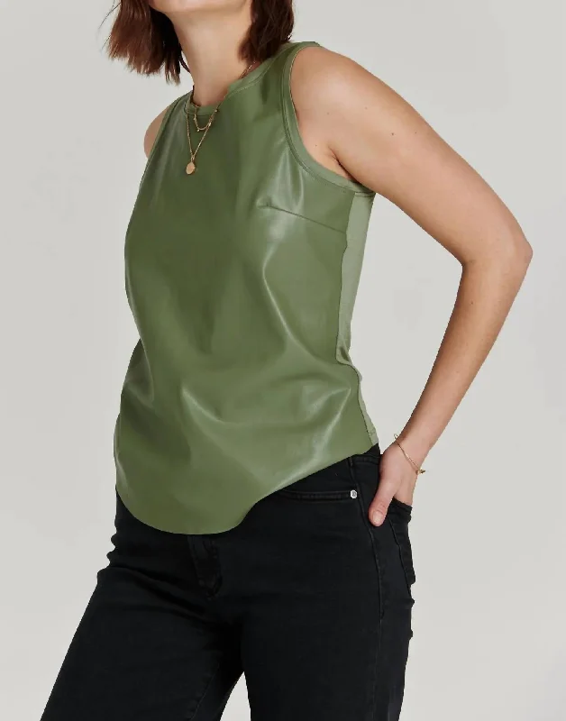 Carmela Vegan Tank Top In Eucalyptus lace back tank