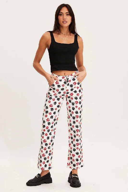 Print Slim Pants High Rise Fashionable Track Pants